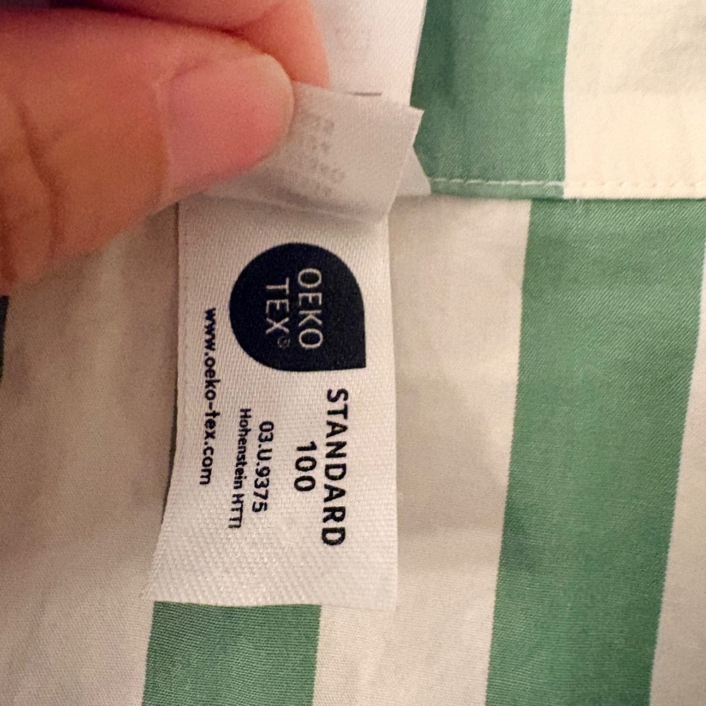 Hanna Andersson Pajama Set Green White Striped Cotton Button Down Top Shorts L - Picture 9 of 16